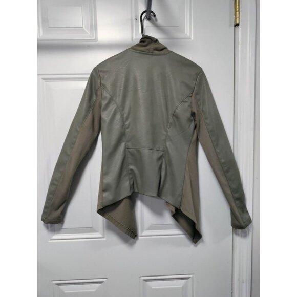 Blank NYC Faux Suede Leather Draped Moto Asymmetrical Jacket Green XS - Picture 8 of 15